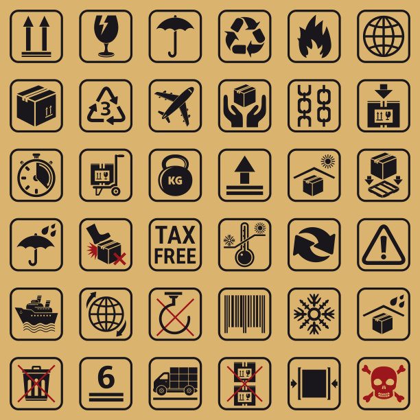 一套包装标志和符号图片下载