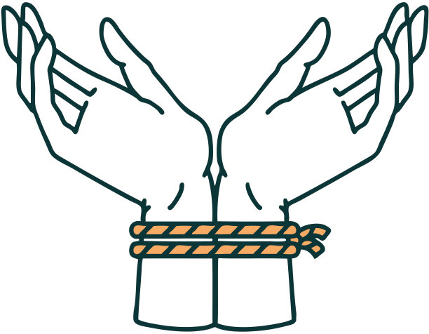 纹身风格的图标一双被绑的手图片下载