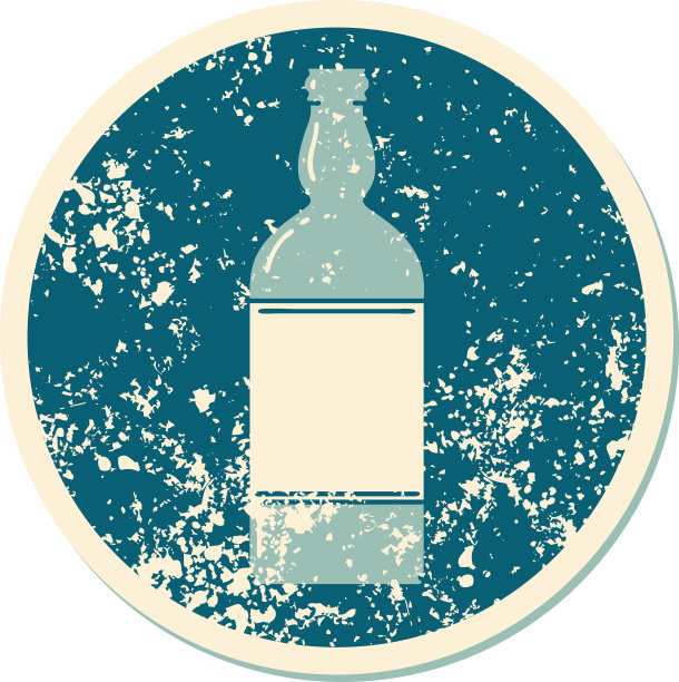 心疼贴纸纹身风格的一个瓶子图标图片下载