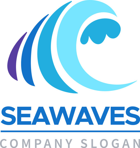 海浪logo企业品牌识别模板图片下载