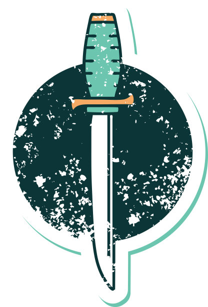 心疼贴纸纹身风格的匕首图标图片下载