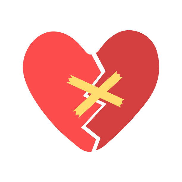 红心撕成两半，用胶布粘好图片下载