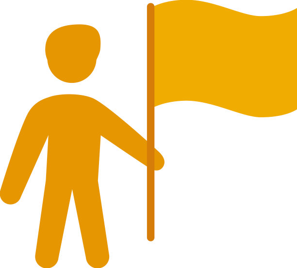 黄色胜利者与旗帜图标图片下载