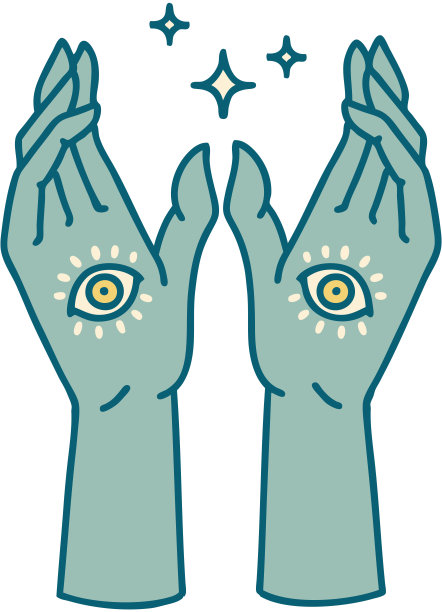 神秘之手的纹身风格图标图片下载