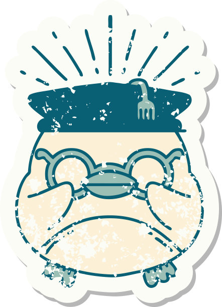 受过教育的罗宾纹身风格的垃圾贴纸图片下载