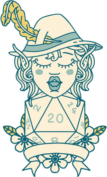 精灵吟游诗人与自然二十骰子滚动插图图片下载