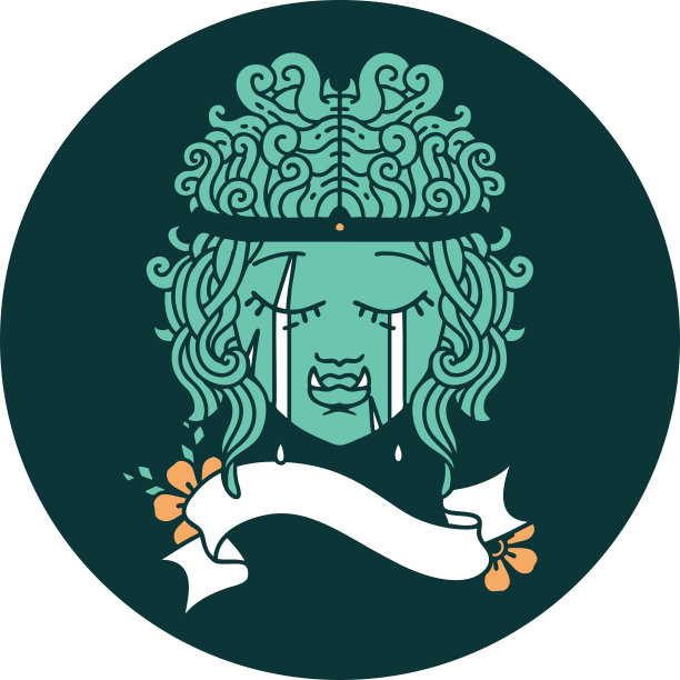 哭泣的兽人野蛮人角色的脸图标图片下载