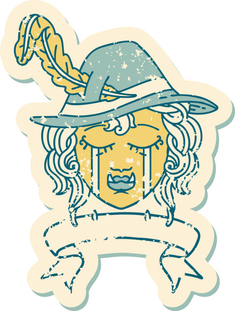 哭泣的兽人吟游诗人与旗帜插图图片下载