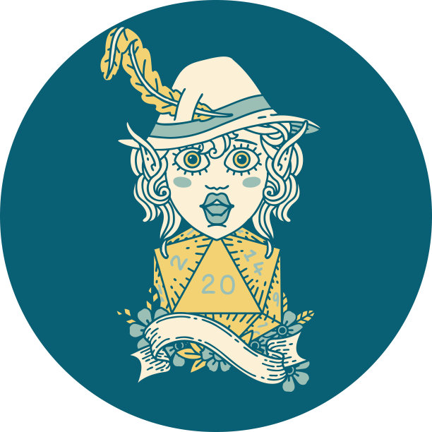 精灵吟游诗人与自然二十骰子滚动插图图片下载