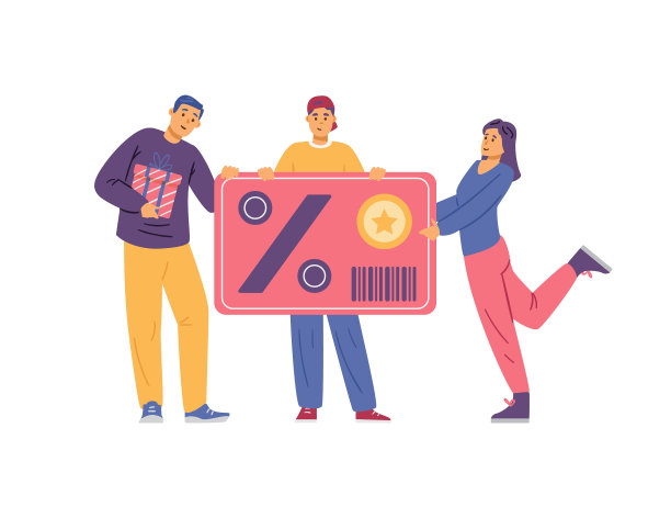 开朗快乐的客户捧着店礼品卡扁平化图片下载