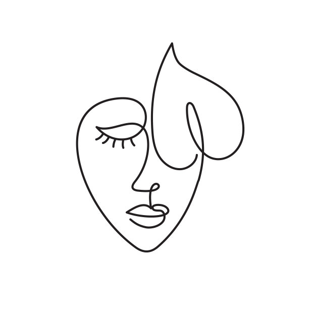 一张拿着花的抽象女人的脸图片下载