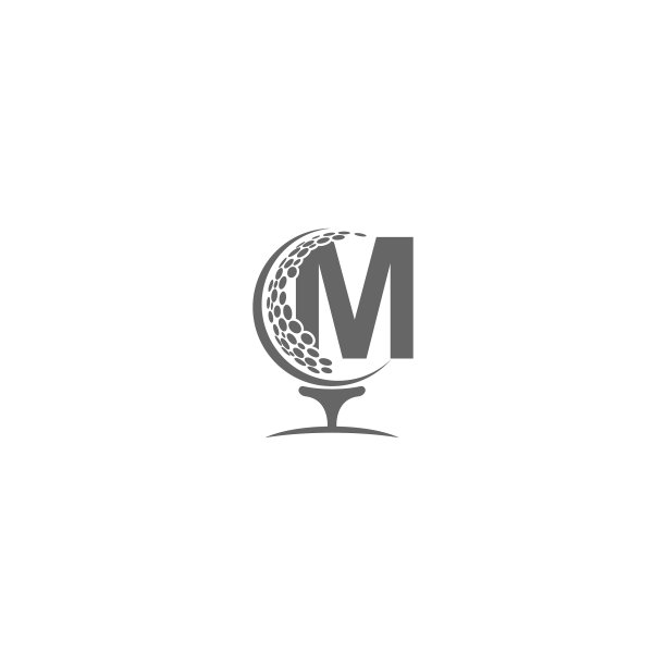 字母M和高尔夫球图标标志设计图片下载