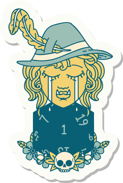 哭泣的吟游诗人兽人吟游诗人性格与自然一个D20卷贴纸图片下载