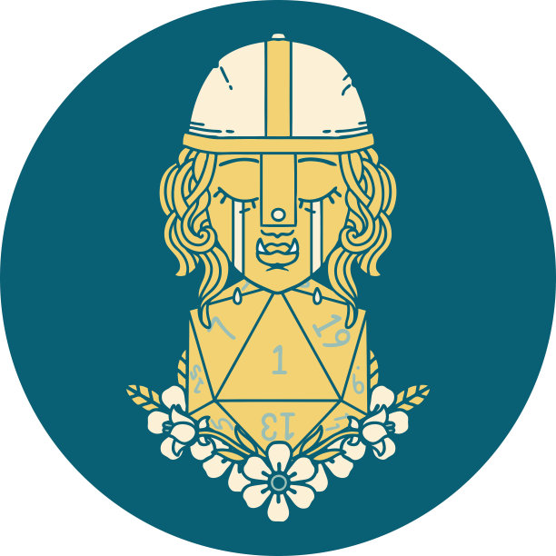 哭泣的兽人战士角色与自然的一个D20卷插图图片下载