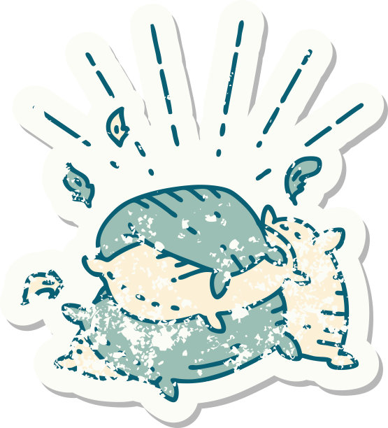 垃圾贴纸纹身风格的枕头堆图片下载