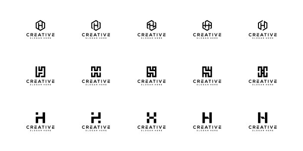 H字母抽象logo模板图片下载