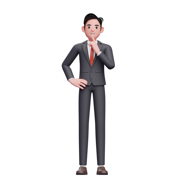 企业家正在思考寻找思路，3D渲染思考商人人物插图图片下载