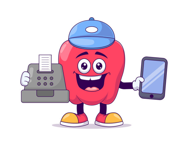 收银员红灯笼椒卡通吉祥物人物图片下载