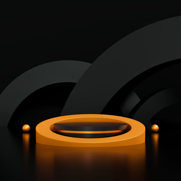 黑色的领奖台在舞台上以黑色和金色的平台最少。展示化妆品和珠宝产品的舞台。舞台黑色基座现代3d工作室黑暗平台图片下载