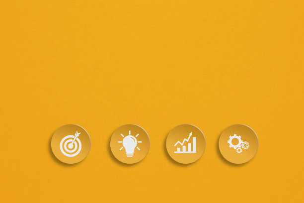 商业标志上的垃圾圈黄色剪纸，以复制空间为目标，发展，成长的经营理念图片下载