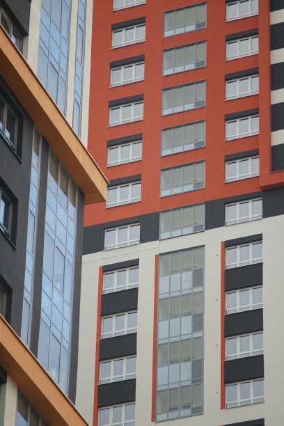 城市建筑立面部分的线性几何组合。图片下载