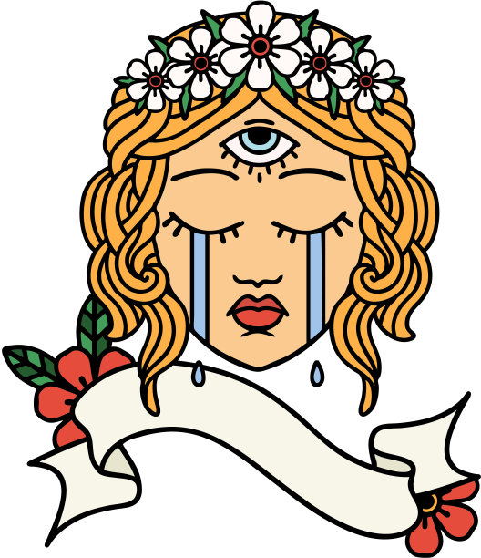 纹有女人脸的第三只眼睛哭的横幅图片下载