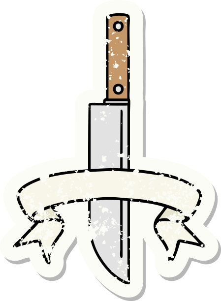 带有刀横幅的垃圾贴纸图片下载