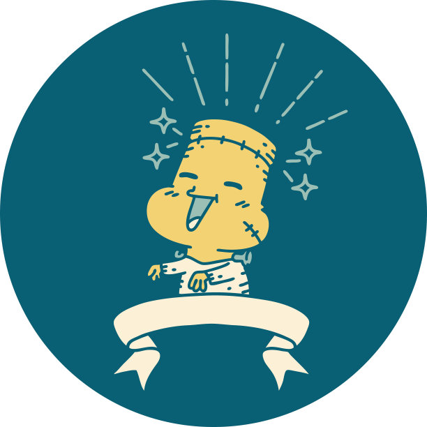 纹身风格的图标快乐万圣节僵尸怪物图片下载