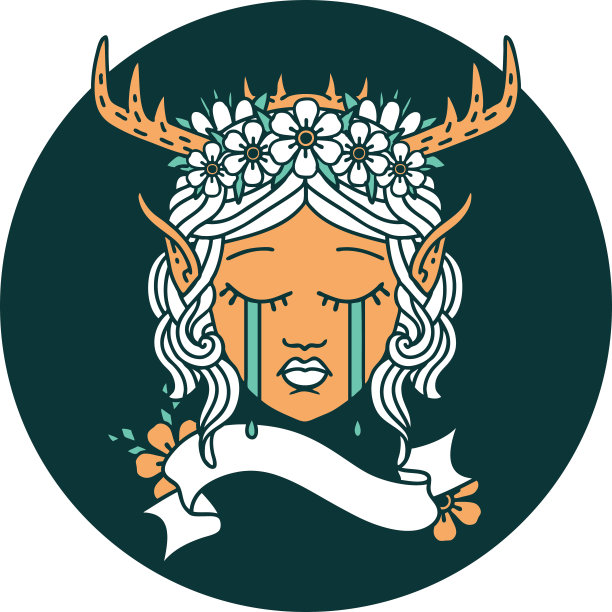 悲伤的精灵德鲁伊角色的脸图标图片下载