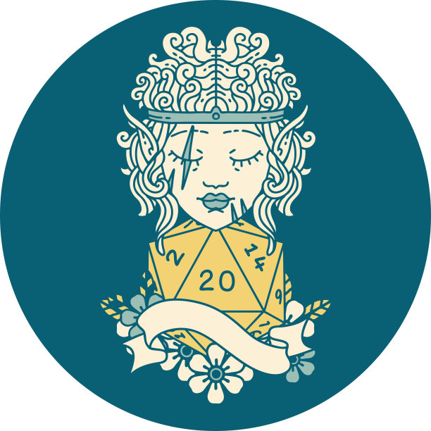 精灵野蛮人的性格面对自然二十骰子滚动插图图片下载