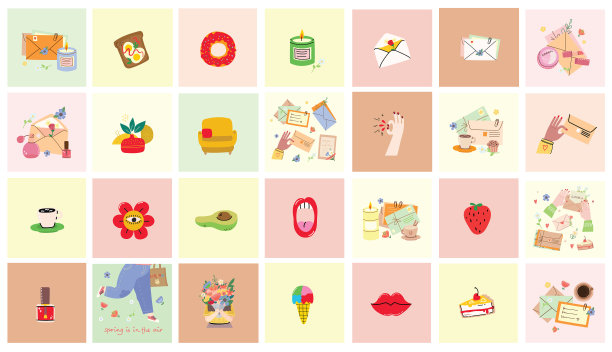 手绘套现代女性的生活方式图片下载