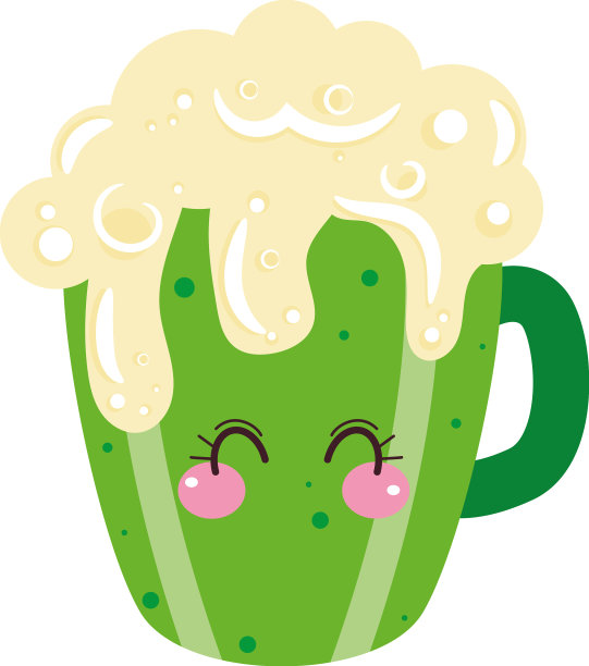 孤立快乐的绿色啤酒杯卡通图片下载