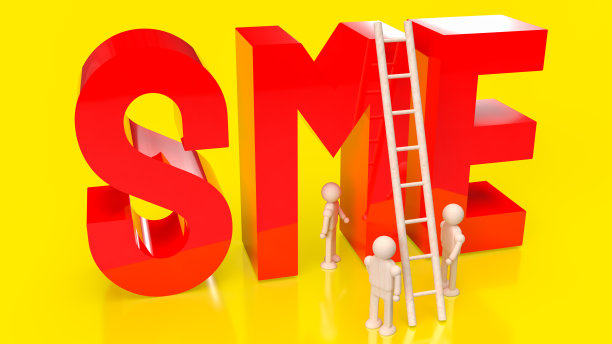 红色sme文本在黄色背景的业务概念3d渲染图片下载