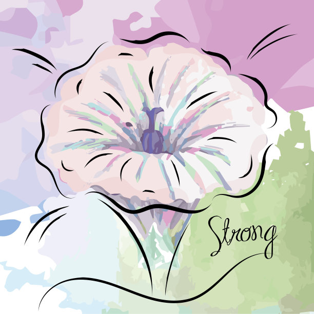 素描紫罗兰花水彩背景图片下载