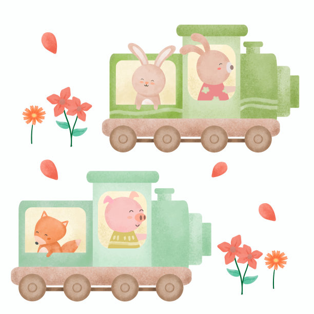 水彩插图卡通动物套装图片下载