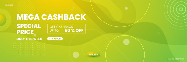 绿色几何夏天社交媒体帖子模板设计与潮流抽象长横幅风格。可以用于社交媒体帖子，移动应用程序，横幅设计和网页/互联网广告图片下载