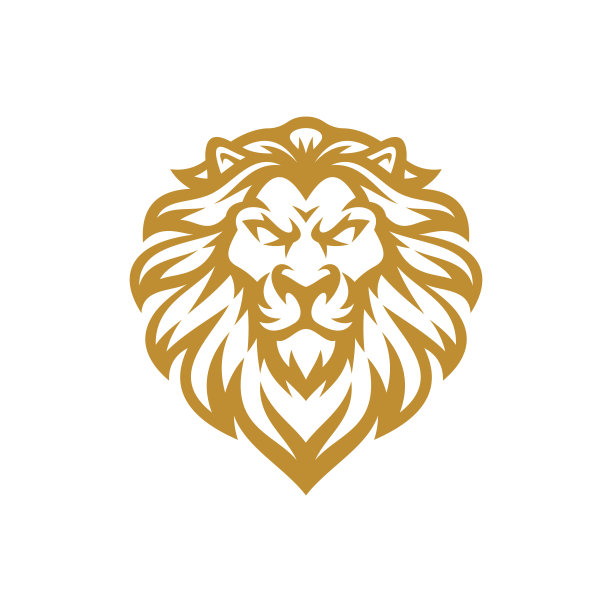 狮子头线条艺术标志设计。狮子吉祥物矢量插图图片下载