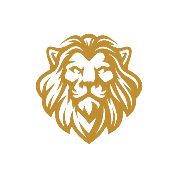 狮子头线条艺术标志设计。狮子吉祥物矢量插图图片下载