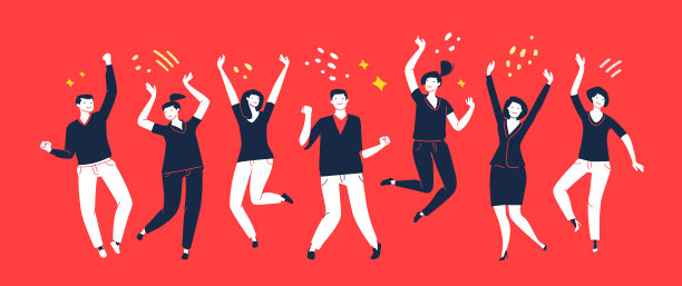 方人。快乐的男女群，朋友们有乐有欢。生日，节日活动概念。卡通向量图片下载