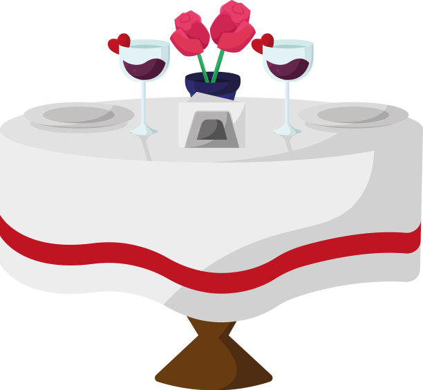 孤立的桌子上有浪漫的晚餐和酒图片下载