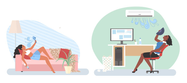 人们利用空调风扇进行冷却图片下载