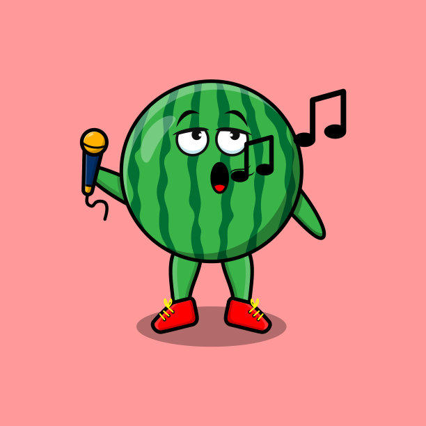 可爱的卡通椰子歌手手持麦克风图片下载