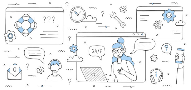 客户支持涂鸦概念服务台操作员图片下载