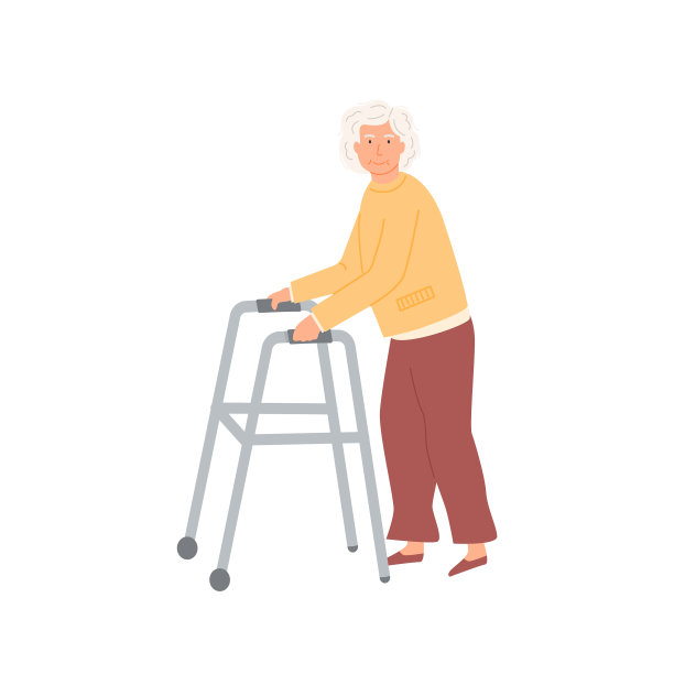 在助行器的帮助下行走的老年病人图片下载