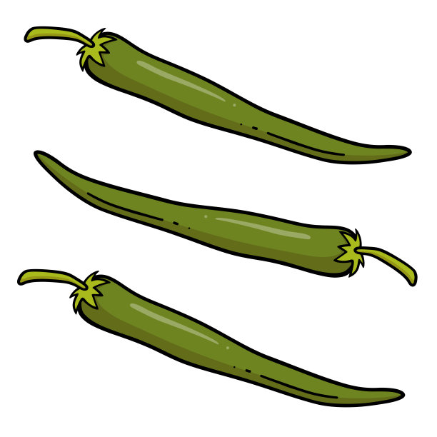 汉堡的配料绿色的墨西哥胡椒。矢量插图的卡通平面图标突出显示在白色图片下载