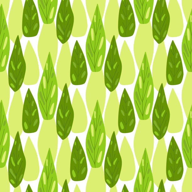 白色背景上的淡绿色叶子。无缝模式图片下载