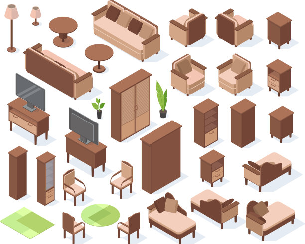 等距客厅家具沙发椅图片下载