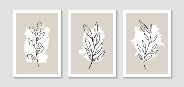 植物墙艺术设置叶线艺术图片下载