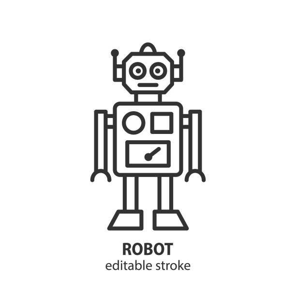 复古机器人线条图标复古玩具符号图片下载