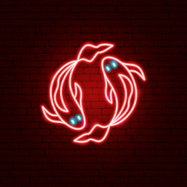 锦鲤鱼霓虹灯招牌图片下载